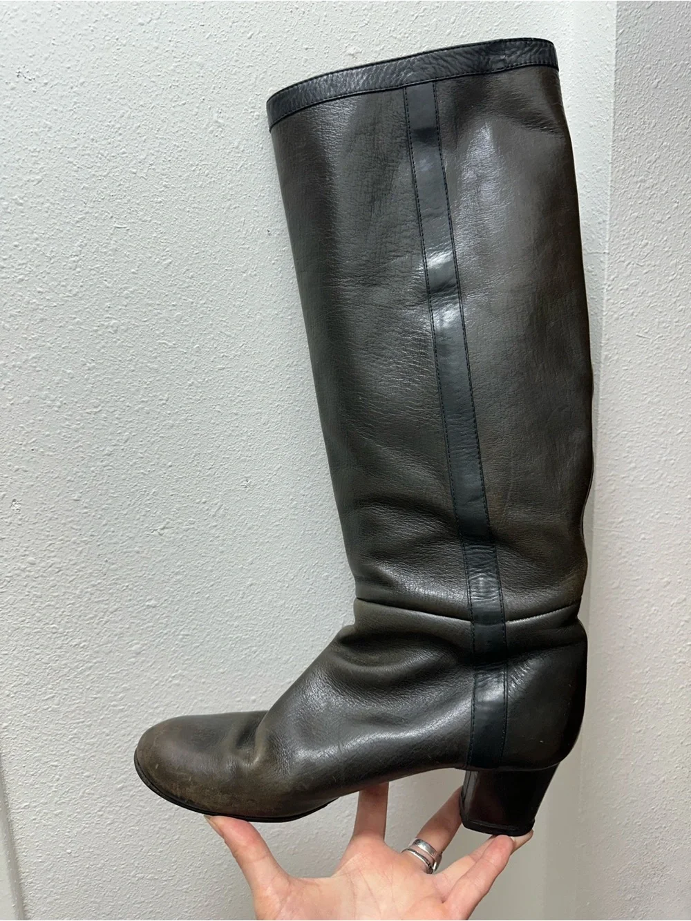 Lanvin Black Leather Over-the-Knee Riding Boots